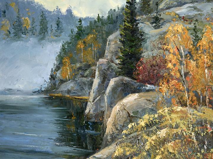 Morning lake, oil on canvas, 20"x30"