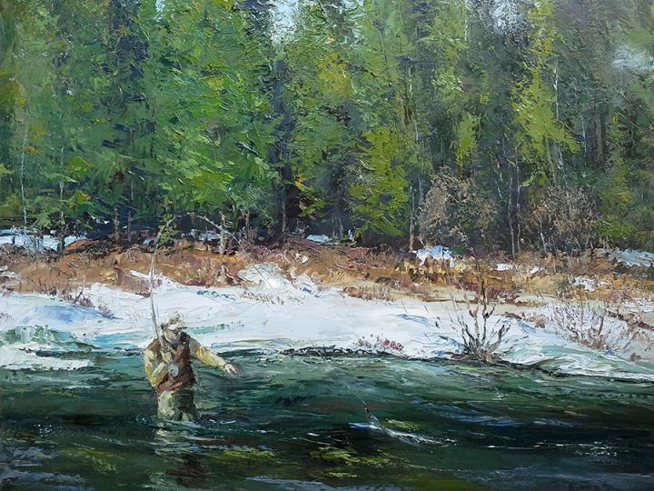 Kakisa river, April 2016. Oil on canvas 18x24