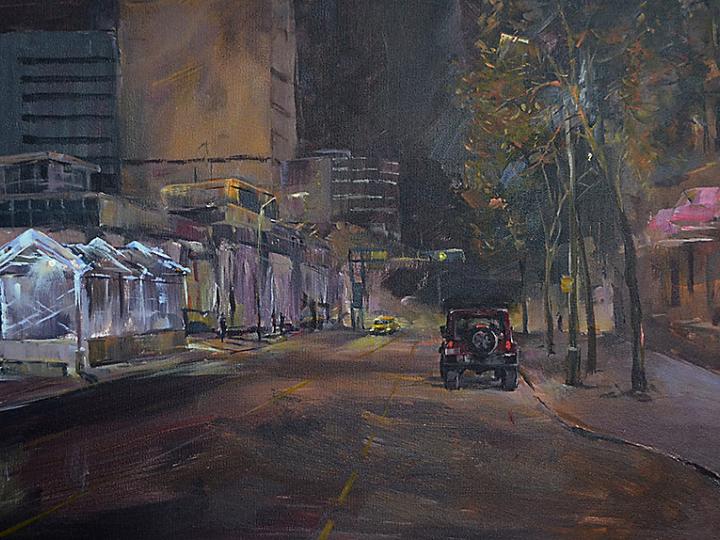 Night street 4. Acrylic on canvas. 32x16