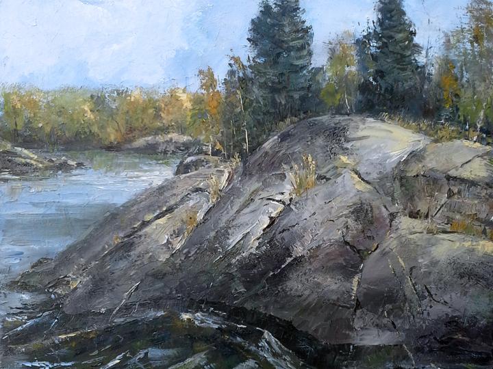 September, Greate Slave lake. Oil on canvas 30"x30"