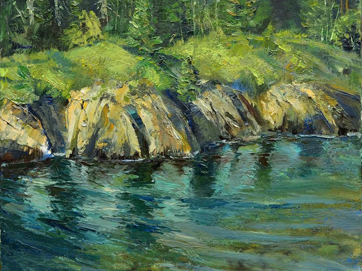 Rocks and water. Oil on canvas 20x16