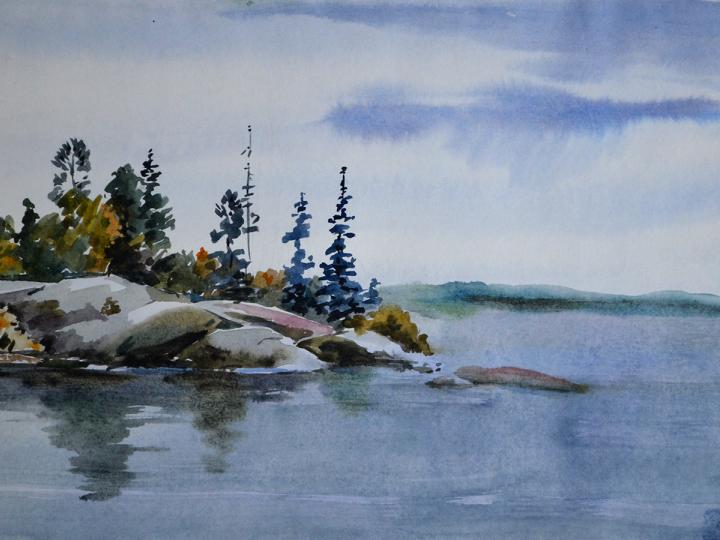 Watercolor #9. Frame lake. 16x11