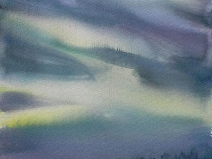 Watercolor #18. Aurora series. 12x16