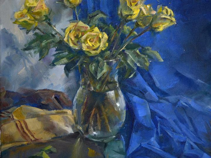 Yellow roses. Oil on canvas 18"X 24"
